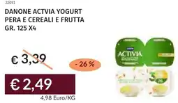 Prezzemolo e Vitale Danone actvia yogurt pera e cereali e frutta offerta