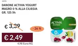 Prezzemolo e Vitale Danone activia yogurt magro 0% alla ciliegia offerta