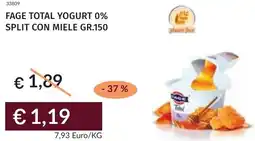 Prezzemolo e Vitale Fage total yogurt 0% split con miele offerta