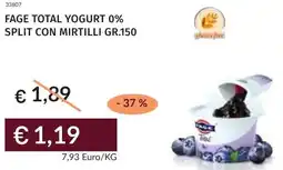 Prezzemolo e Vitale Fage total yogurt 0% split con mirtilli offerta
