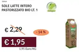 Prezzemolo e Vitale Sole latte intero pastorizzato bio offerta