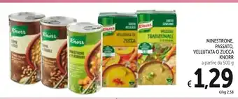 Spazio Conad Knorr Vellutata o Zucca Minestrone, Passato 500g offerta