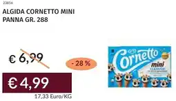 Prezzemolo e Vitale Algida cornetto mini panna offerta