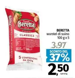 Pam BERETTA wurstel di suino offerta