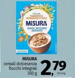 Pam MISURA cereali dolcesenza fiocchi integrali offerta