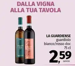 Pam LA GUARDIENSE guardiolo bianco/rosso doc offerta