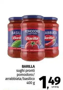 Pam BARILLA sughi pronti pomodoro/ arrabbiata/basilico offerta
