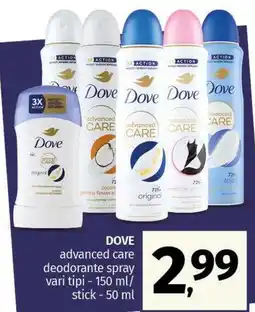 Pam DOVE advanced care deodorante spray offerta