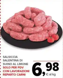 Todis Salsiccia salentina di suino al limone solo per pdv con lavorazioni reparto carni offerta