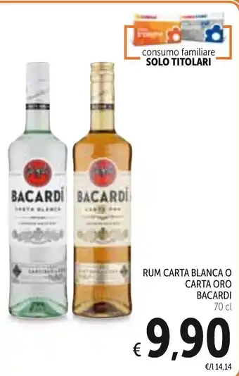 Spazio Conad Rum Carta Blanca O Carta Oro Bacardi 70cl offerta