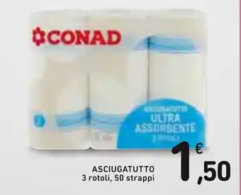 Spazio Conad Asciugatutto 3 rotoli, 50 strappi offerta