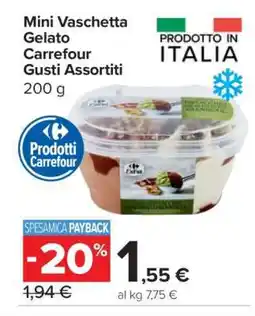 Carrefour Mini Vaschetta Gelato Carrefour Gusti Assortiti offerta