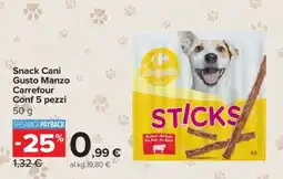 Carrefour Snack Cani Gusto Manzo Carrefour Conf 5 pezzi offerta