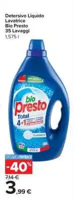 Carrefour Detersivo Liquido Lavatrice Bio Presto 35 Lavaggi offerta
