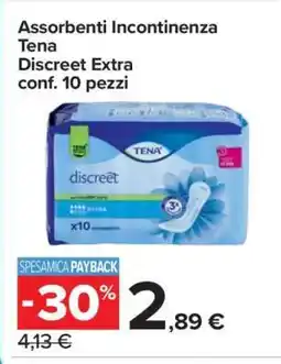 Carrefour Assorbenti Incontinenza Tena Discreet Extra offerta