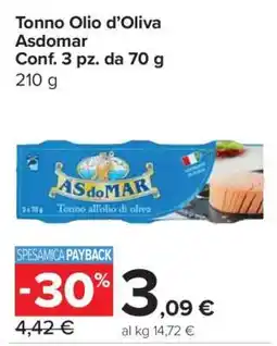 Carrefour Tonno Olio d’Oliva Asdomar offerta