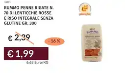 Prezzemolo e Vitale Rummo penne rigate n. 70 di lenticchie rosse e riso integrale senza glutine offerta