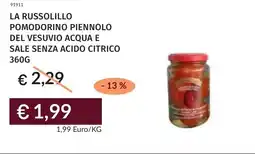 Prezzemolo e Vitale La russolillo pomodorino piennolo del vesuvio acqua e sale senza acido citrico offerta