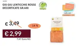 Prezzemolo e Vitale Giu giu lenticchie rosse decorticate offerta