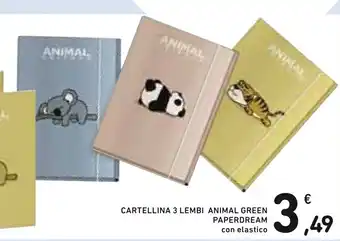 Spazio Conad Cartellina 3 Lembi Animal Green Paperdream con elastico offerta