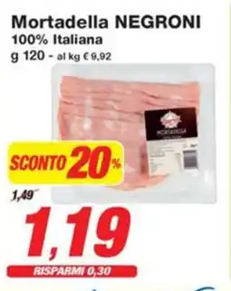 Prix Quality Mortadella NEGRONI 100% Italiana offerta