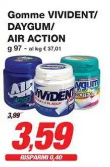 Prix Quality Gomme VIVIDENT/ DAYGUM/ AIR ACTION offerta