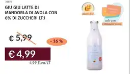 Prezzemolo e Vitale Giu giu latte di mandorla di avola con 6% di zuccheri offerta
