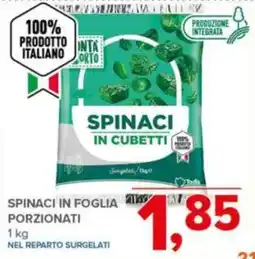 Todis Bonta dell'orto spinaci in foglia porzionati offerta