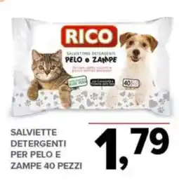 Todis Rico salviette detergenti per pelo e zampe 40 pezzi offerta