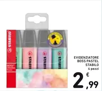 Spazio Conad Evidenziatore Boss Pastel Stabilo 4 pezzi offerta