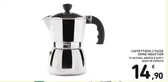 Spazio Conad Caffettiera 3 Tazze Shine Induction offerta