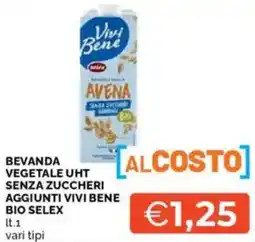Mercatò Bevanda vegetale uht senza zuccheri aggiunti vivi bene bio selex offerta