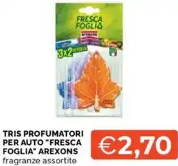 Mercatò Tris profumatori per auto "fresca foglia" arexons offerta