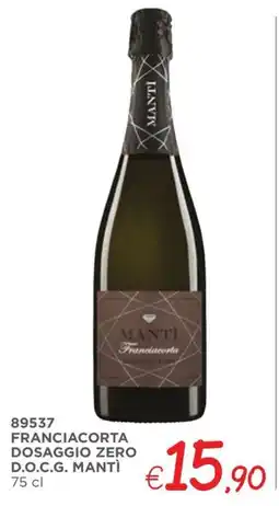 Zona Franciacorta dosaggio zero d.o.c.g. MANTÌ offerta