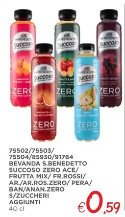 Zona Bevanda s.benedetto succoso zero ace/ frutta mix/fr.rossi/ ar./ar.ros.zero/pera offerta