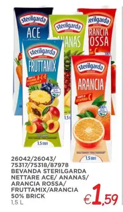 Zona Bevanda sterilgarda nettare ace/ ananas/ arancia rossa/ fruttamix/arancia 50% brick offerta