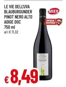 Famila LE VIE DELL'UVA BLAUBURGUNDER PINOT NERO ALTO ADIGE DOC offerta