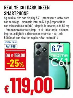 Famila REALME C61 DARK GREEN SMARTPHONE offerta