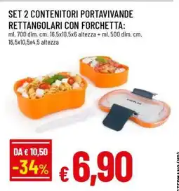 Famila SET 2 CONTENITORI PORTAVIVANDE RETTANGOLARI CON FORCHETTA offerta