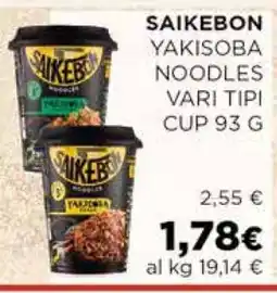 Coop SAIKEBON YAKISOBA NOODLES VARI TIPI CUP 93 G offerta