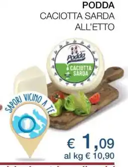 Coop PODDA CACIOTTA SARDA ALL’ETTO offerta