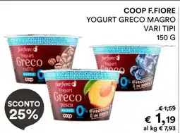 Coop COOP F.FIORE YOGURT GRECO MAGRO VARI TIPI offerta