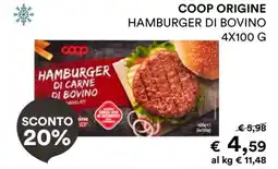 Coop COOP ORIGINE HAMBURGER DI BOVINO offerta