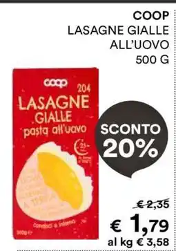 Coop COOP LASAGNE GIALLE ALL’UOVO 500 G offerta