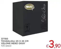 Zona Tovaglioli 25 x 25 cm velone nero OKAY offerta