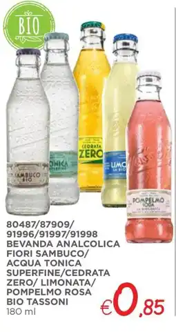 Zona Bevanda analcolica fiori sambuco/ acqua tonica superfine/cedrata zero/ limonata/ pompelmo rosa bio tassoni offerta