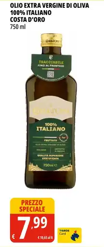 Tigros Olio extra vergine di oliva 100% italiano COSTA D'ORO offerta