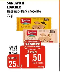 Tigros SANDWICH LOACKER Hazelnut - Dark chocolate offerta