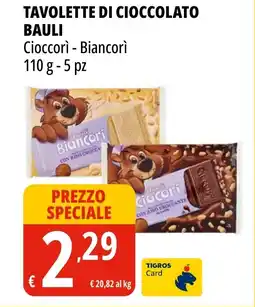 Tigros Tavolette di cioccolato BAULI offerta