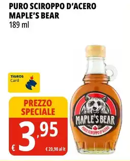Tigros Puro sciroppo d'acero MAPLE'S BEAR offerta